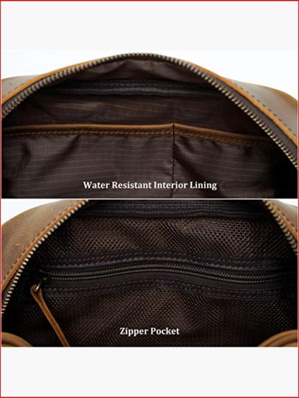 Vintage Full Grain Leather Dopp Kit Shaving Bag with YKK Zippers - Picture 6 of 7